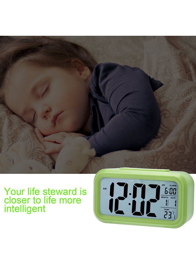 NIBEMINENT LED Digital Electronic Alarm Clock With Calendar And Thermometer Green - Image 3