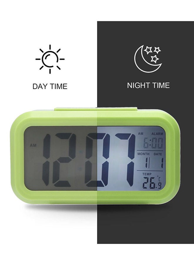 NIBEMINENT LED Digital Electronic Alarm Clock With Calendar And Thermometer Green - Image 2