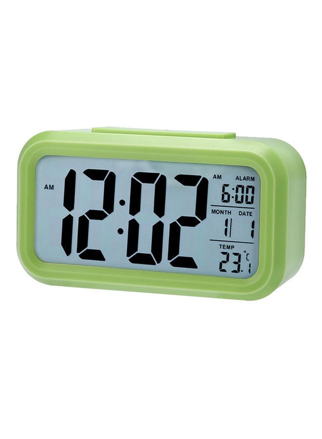 NIBEMINENT LED Digital Electronic Alarm Clock With Calendar And Thermometer Green - Image 1