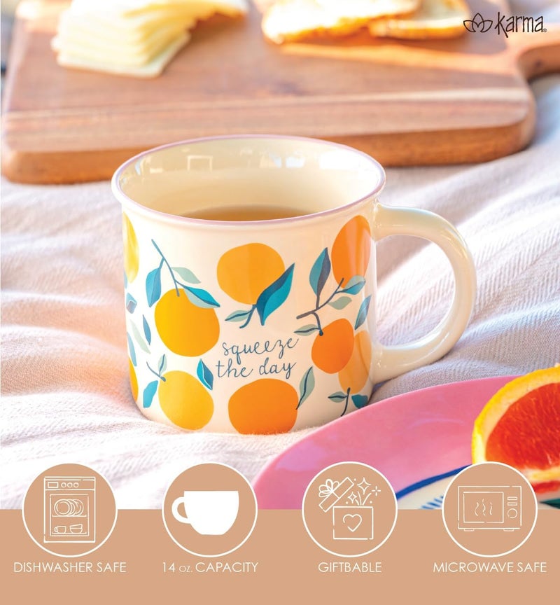 Karma 14 oz New Bone China Camp Mug  Cute Coffee and Tea Mug  New Bone China Coffee Mugs for Women and Men Cherry - Image 5