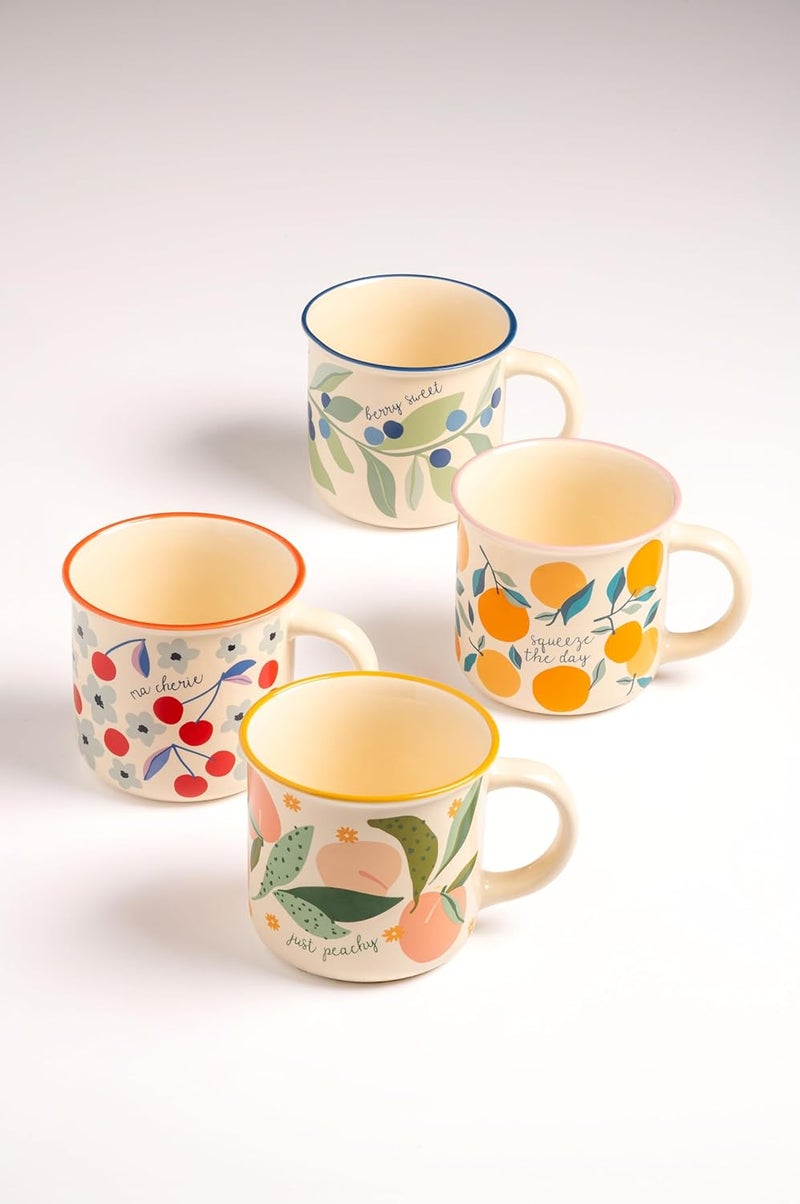 Karma 14 oz New Bone China Camp Mug  Cute Coffee and Tea Mug  New Bone China Coffee Mugs for Women and Men Cherry - Image 2