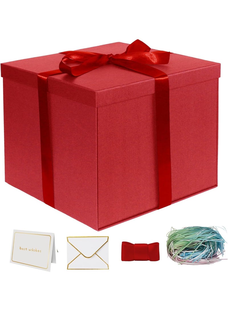 CUNUUDOOL Large Gift Boxes 30x30x25.5cm,Red Gift Boxes For Presents,Birthday Box,For Packaging,Valentine's Day,Mother's Day, Anniversaries,Family Or Business. - Image 1