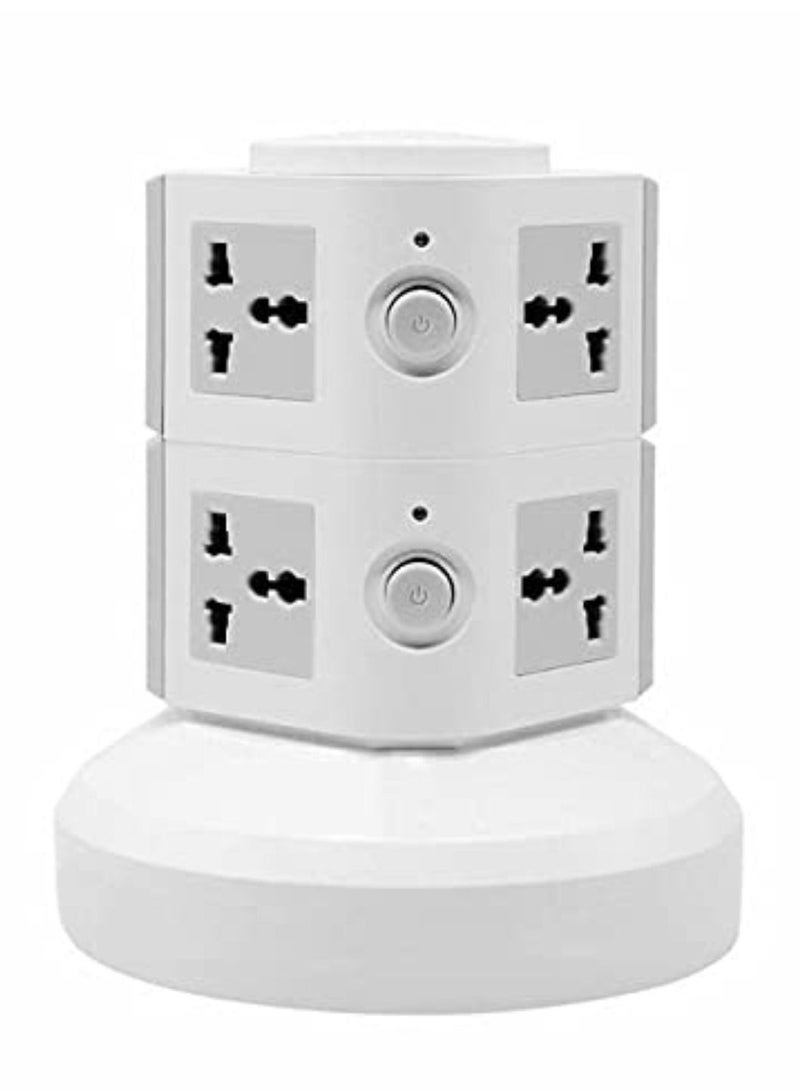 Mulugeta, 3 Layer Multi Power Plug Socket with USB Port, White  - Image 1