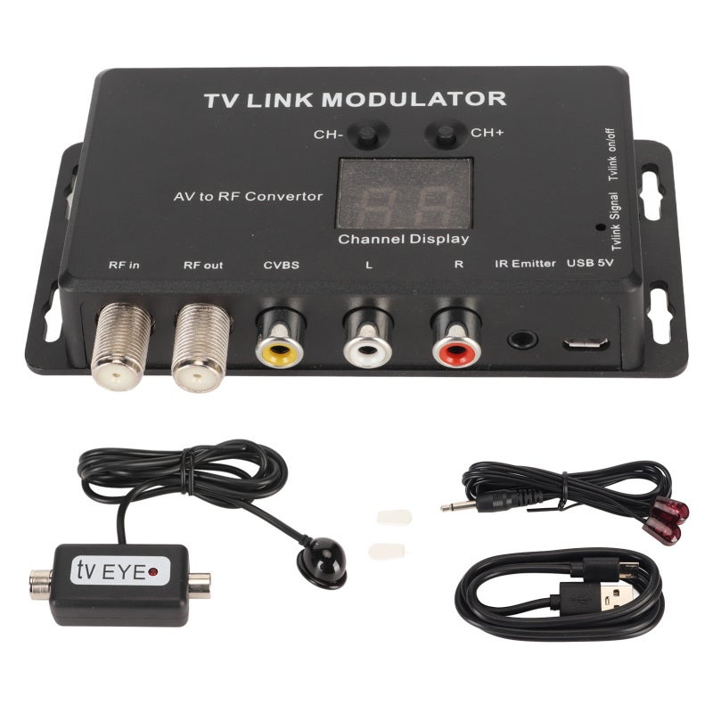 UHF Modulator 471.25-885.25 MHz Frequency Range AV to RF TV Link Modulator with Adjustable Sound Output - Broadcast Standard PCB Circuit IR Extender for Set Top Boxes - Image 1