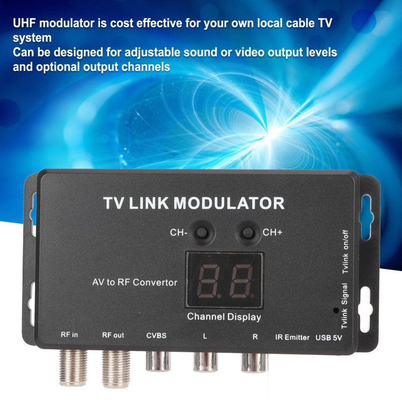 UHF Modulator 471.25-885.25 MHz Frequency Range AV to RF TV Link Modulator with Adjustable Sound Output - Broadcast Standard PCB Circuit IR Extender for Set Top Boxes - Image 2