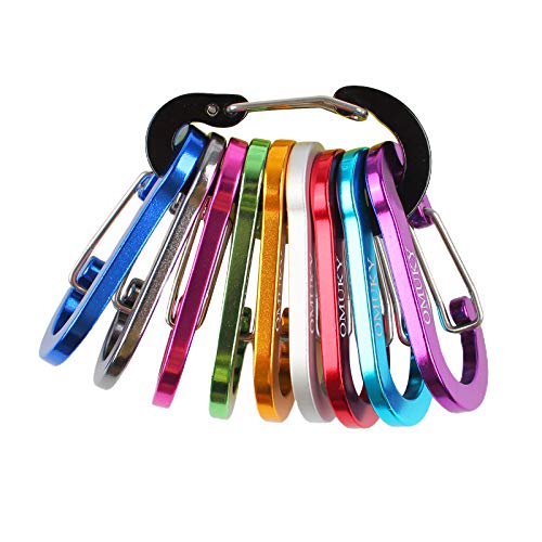 OMUKY Carabiner Small Clip Aluminum Alloy Strength D-Shape Keyring Hooks Carabiners Buckle for Outdoor Camping Backpack Hiking (Mixed 10pcs,Flat) - Image 1