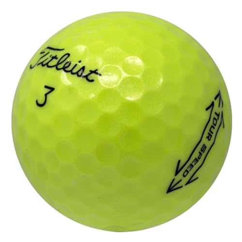Titleist LostGolfBalls - 12 Titleist Yellow Tour Speed Golf Balls in Pristine Condition, 2023 Year Model, Like New Quality, No Logos, No Player Markings, Recycled Used Golf Balls, Yellow - Image 1