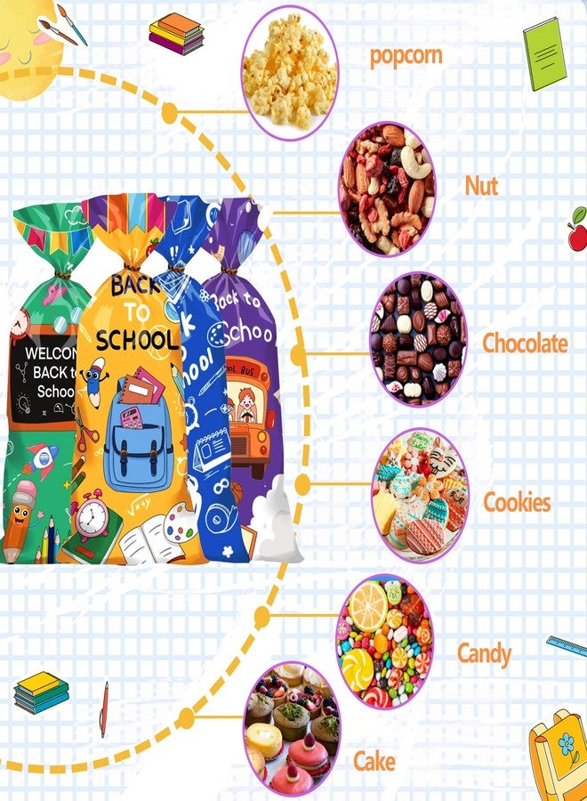 CUUSNNY Back to School Goodie Bags 100 PCS with Gold Twist Ties,Cellophane Candy Treat Bags Gift Goodie Bag for First Day of School Party Favor Supplies - Image 2