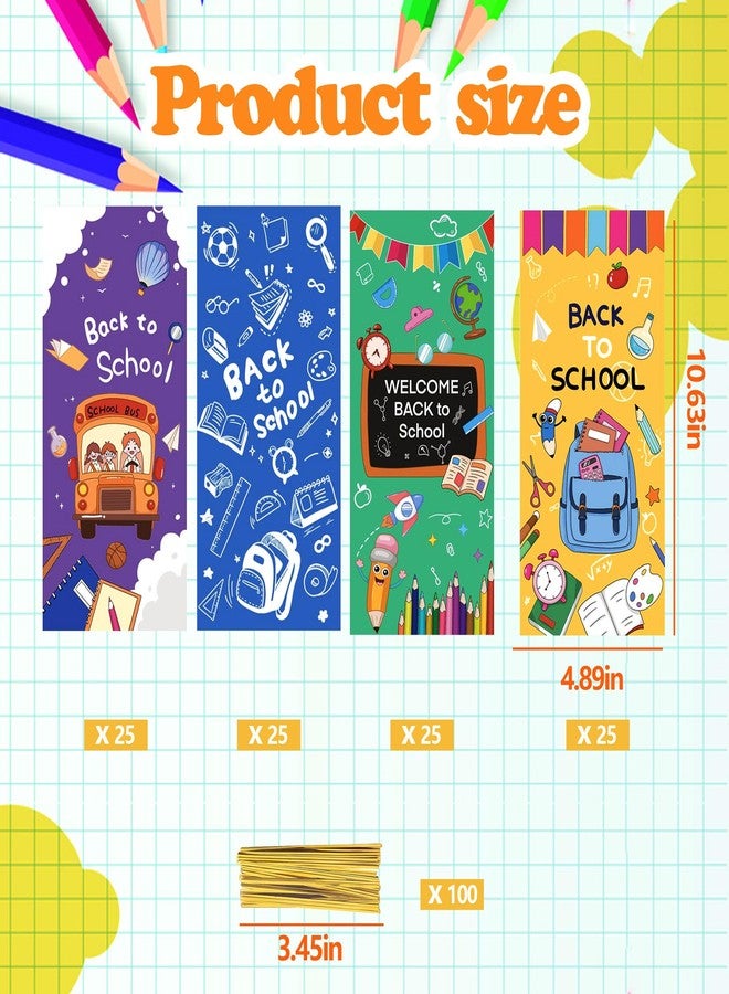 CUUSNNY Back to School Goodie Bags 100 PCS with Gold Twist Ties,Cellophane Candy Treat Bags Gift Goodie Bag for First Day of School Party Favor Supplies - Image 3