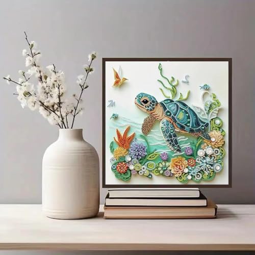 Flavizo Diamond Painting Kit for Adults, Sea Turtle DIY Craft with Drill Rhinestones Canvas, Creative Diamonds Artwork, Handmade Decoration Sparkling Home Wall Display (30cm X 30cm) - Image 5