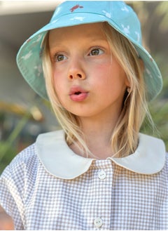 Mater&ME Mater&ME Panama Hat, Light Blue, Unisex, 100% Smooth Lightweight Cotton Satin, Breathable, Wide-Brimmed, Tropical Print, Comfortable All Day  - Image 2