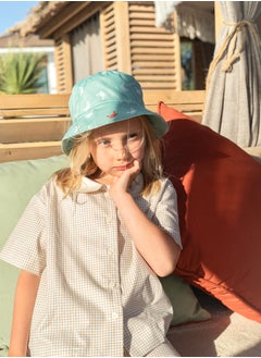 Mater&ME Mater&ME Panama Hat, Light Blue, Unisex, 100% Smooth Lightweight Cotton Satin, Breathable, Wide-Brimmed, Tropical Print, Comfortable All Day  - Image 3