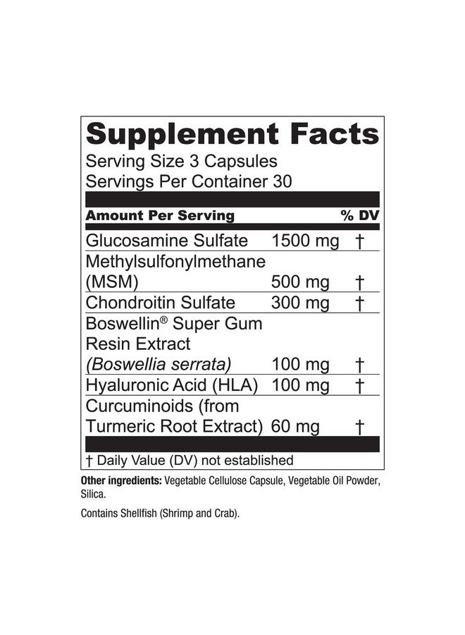 Essential Elements مكمل الجلوكوزامين والشوندرويتين وMSM وبوسويليا سيراتا وحمض الهيالورونيك لدعم المفاصل ومكمل مضاد للأكسدة للمرونة 90 كبسولة - Image 5