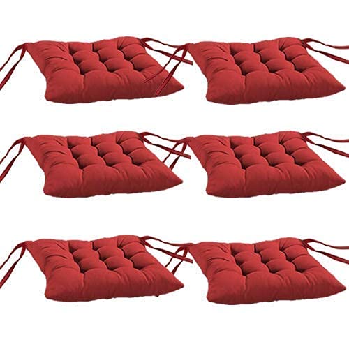 MITUL Microfiber Chair Cushion Seat Pad with Ties Use for Home Chair Bookstore Library Cafe Car Office 40X40cm 40x40 cm red 6 - Image 1