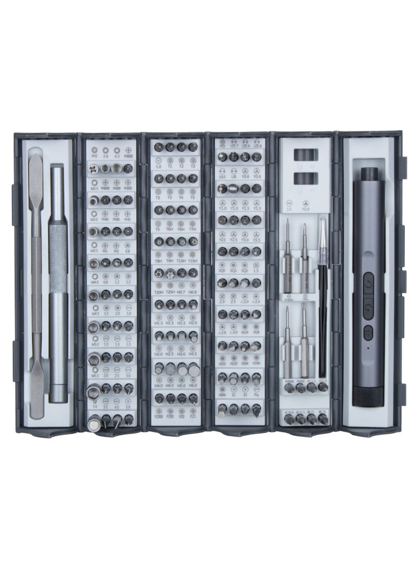 Generic Electric Screwdriver Kit, 138 in 1 Precision Electric Screwdriver, 120 S2 Metal Magnetic Bits, LED Light, 3.7V Rated Voltage, Repair Tool Kit for Phone Watch Camera Laptop PC,Grey  - Image 2