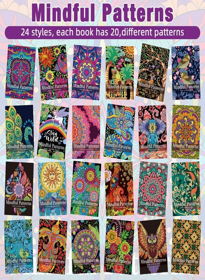 Liliful 24 Pcs Mindful Coloring Book Bulk for Adult Kids DIY Art Stress Relief Drawing Book with Relaxing Mindfulness Patterns for Adults, Party Favors, Goodie Bag Filler and Holiday Gifts - Image 4