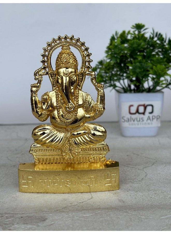 Salvus App SOLUTIONS Salvus App SOLUTIONS Metal Handmade Ganesh Statue for Wealth, Income, Shining and Bright Future Decorative Showpiece and Home Decor - 3x4 INCH  - Image 1