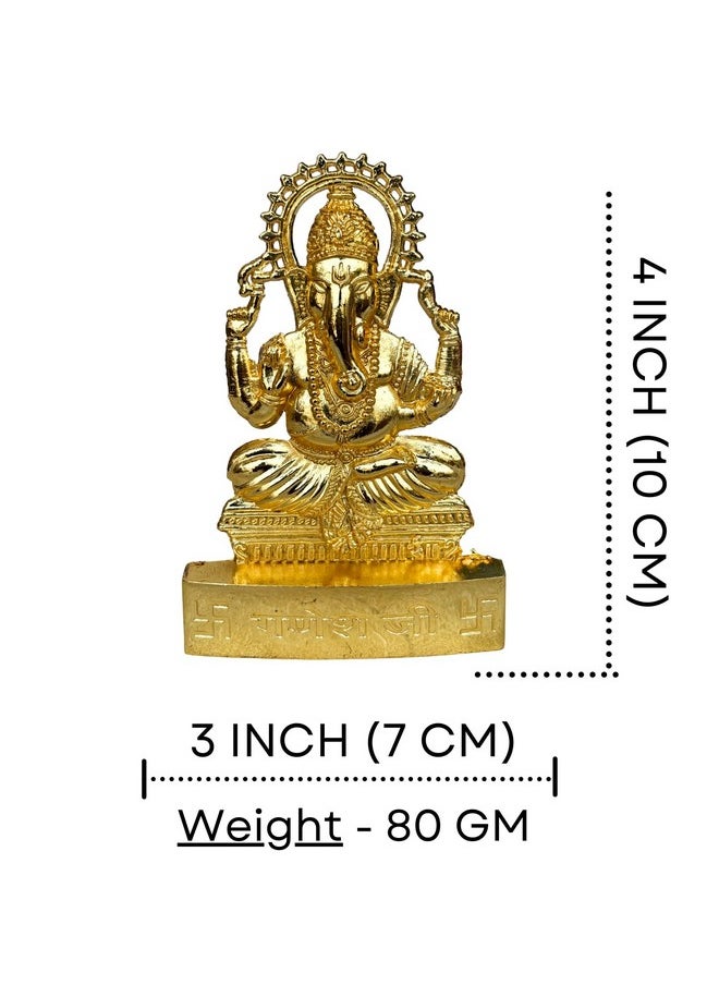 Salvus App SOLUTIONS Salvus App SOLUTIONS Metal Handmade Ganesh Statue for Wealth, Income, Shining and Bright Future Decorative Showpiece and Home Decor - 3x4 INCH  - Image 2