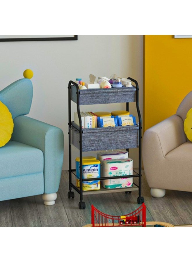 أوبتيا منظم وحامل تخزين لحفاضات الأطفال، عربة متحركة بثلاثة طوابق مع فواصل وأدراج، منظم تخزين لمنتجات الأطفال، رف تخزين منزلي، عربة متحركة متعددة الاستخدامات، منظم ملابس للأطفال مع عجلات متحركة لحضانة الأطفال مع 4+2 فواصل، عربة متحركة ذات سعة كبيرة للمطبخ والحمام والمكتب - Image 4