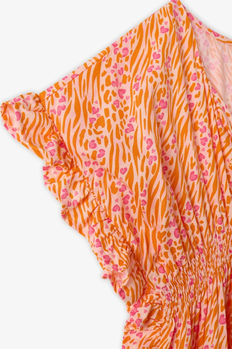 Penti PENTI Girls' Safari Leopard Print Pom-Pom Kaftan