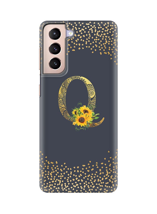 Stylizedd Monogram Slim Cover for Samsung Galaxy S21 Plus 5G Case Custom Initials Letter Floral Pattern Snap Series Mobile Cover Matte Alphabet  - Q (Grey) - Image 1