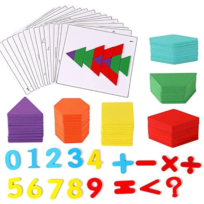 203 PCS PATTERN BLOCKS SET ACTIVITY CARDS WOODEN GEOMETRIC SHAPE PUZZLES TANGRAMS SET EDUCATIONAL TOYS FOR KIDS - Image 3