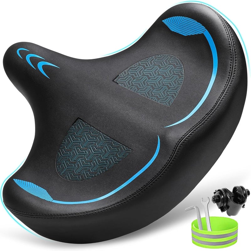 CDYWD Oversized Bike Seat for Men & Women - Extra Wide Bicycle Seat Cushion with Comfortable Wing Padding - Image 1