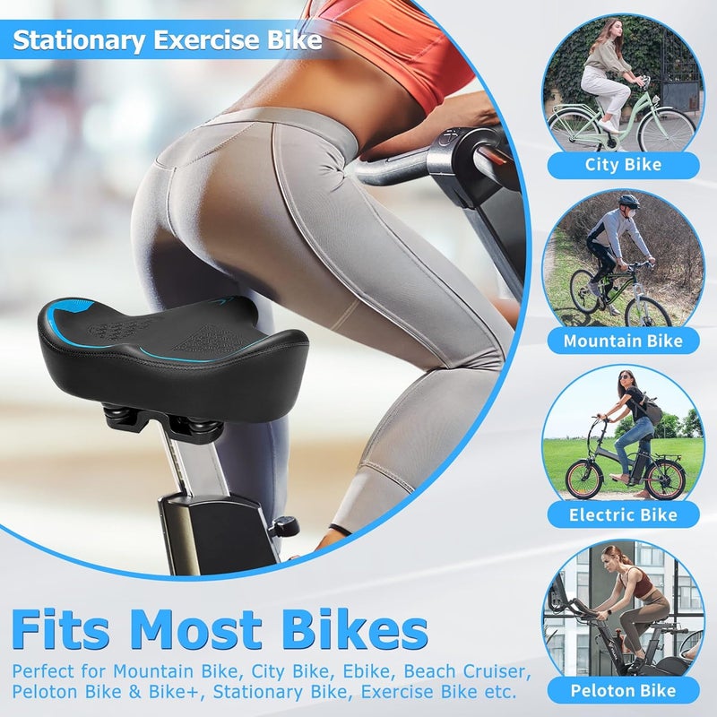 CDYWD Oversized Bike Seat for Men & Women - Extra Wide Bicycle Seat Cushion with Comfortable Wing Padding - Image 2