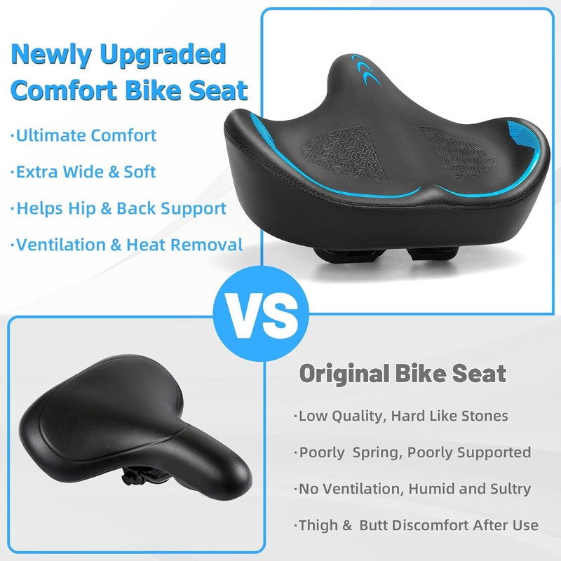 CDYWD Oversized Bike Seat for Men & Women - Extra Wide Bicycle Seat Cushion with Comfortable Wing Padding - Image 5