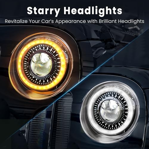 HWSTAR New 1000% Bright Anti-glare 7 Inch Led Headlights Round Compatible with Jeep Wrangler JK JKU TJ LJ Chevy Ford GMC etc w/Starry DRL Start-up Gradient Halo Turn Signal H6024 DOT Hi/Lo Sealed Beam - Image 2