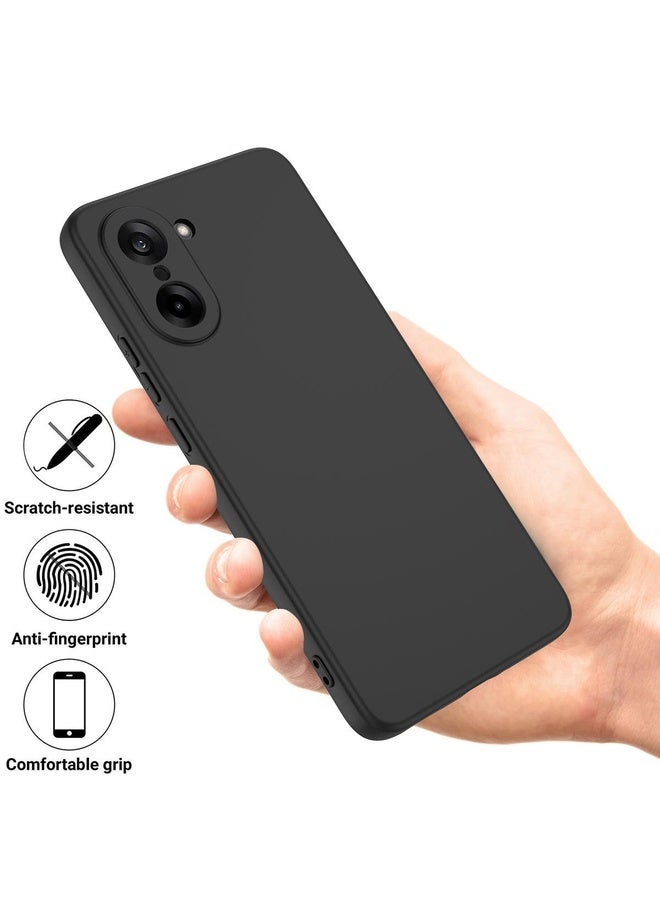HuHa Case Cover For OnePlus Nord CE5 / Ace 5 Racing Pure Color Liquid Silicone Shockproof Phone Case(Black) - Image 2