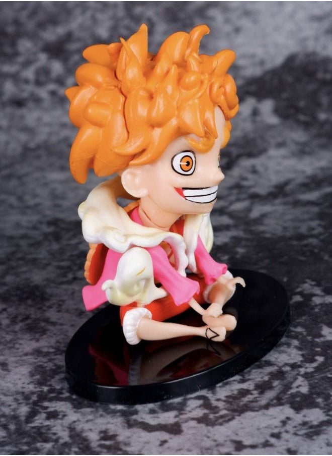 One Piece Anime One Piece Luffy Action Figure, Fifth Gear Nika Luffy Figure Toy with Base, One Piece Figure Car Decoration, Super Collectible Anime Action Figure Toy 8.5*9 CM（Orange Hair Version）  - Image 5
