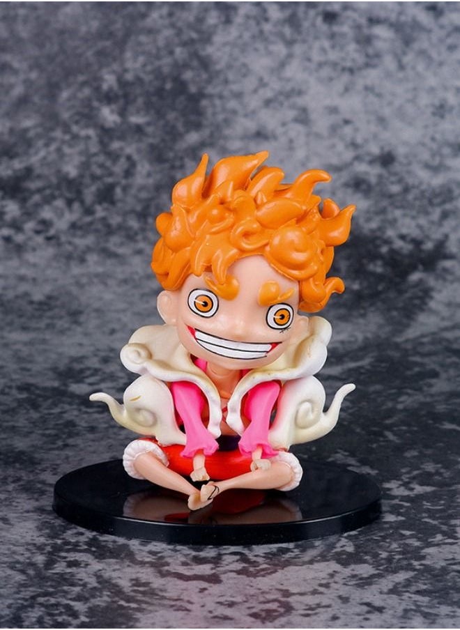 One Piece Anime One Piece Luffy Action Figure, Fifth Gear Nika Luffy Figure Toy with Base, One Piece Figure Car Decoration, Super Collectible Anime Action Figure Toy 8.5*9 CM（Orange Hair Version）  - Image 3