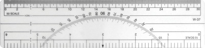 Westcott Protractor Ruler 6 10ths 50ths Transparent W37