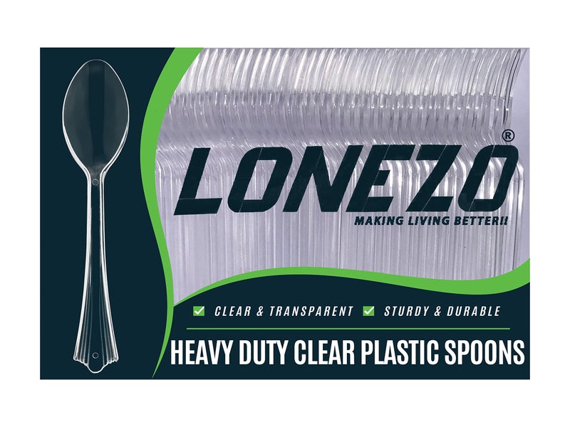Lonezo 150 Count Plastic Spoons Clear Spoons Plastic Disposable Eco Friendly Disposable Spoons Shatter Resistant Plastic Spoons Heavy Duty Plastic Cutlery