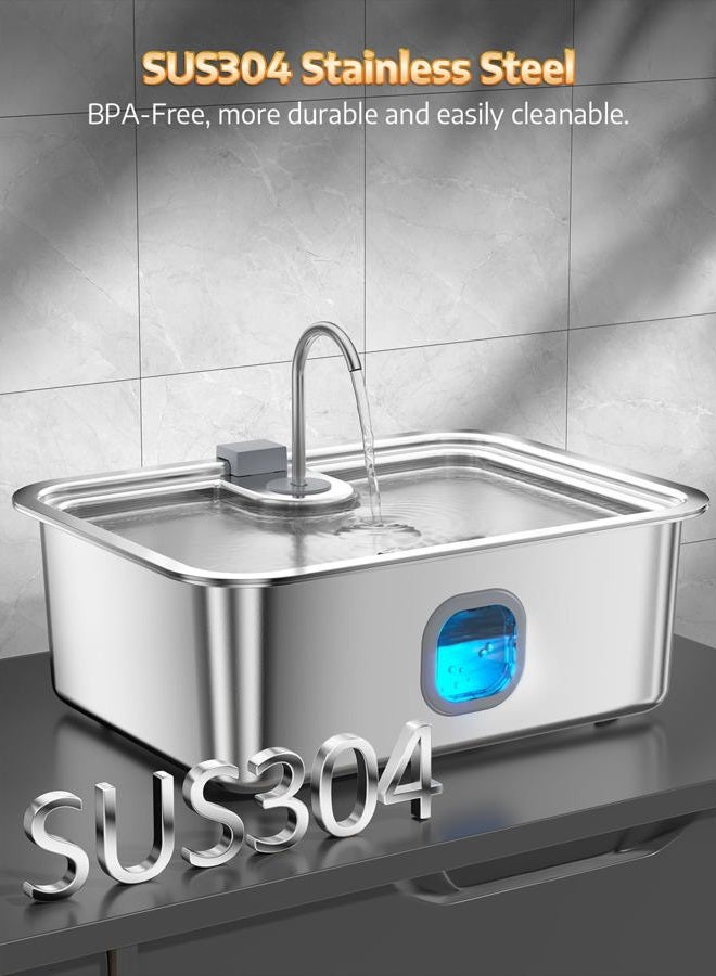 MAILOFY 4.2Gal Dog Water Fountain for Large Dogs, 16L Stainless Steel Large Dog Fountain Water Bowl with Deeper & Wider Drinking Tray, Automatic Pet Water Dispenser with Visible Window for Multi-Pets Families - Image 4