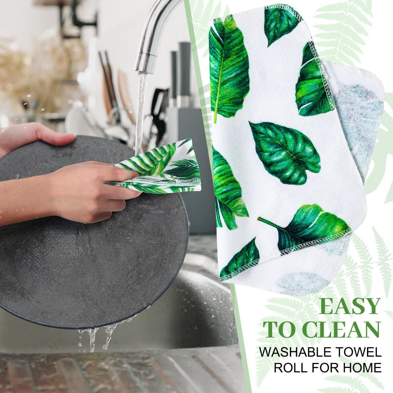 Noveread 36 Pack Leaves Reusable Cleaning Cloths Washable Cotton Kitchen Towels for Home (Green) - Image 2