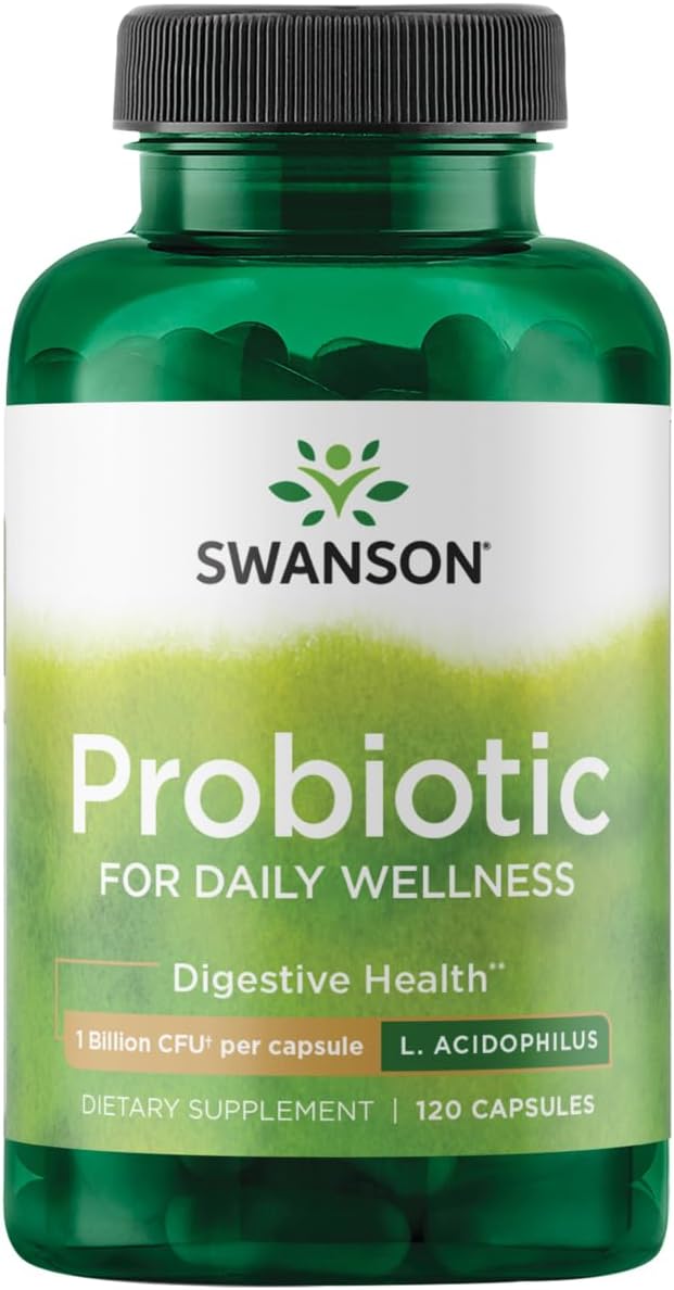 Swanson Probiotic  Digestive Health Supplement w 1 Billion CFU per Capsule  Natural Formula Supporting Bowel Regularity  Daily Wellness  120 Capsules - Image 1