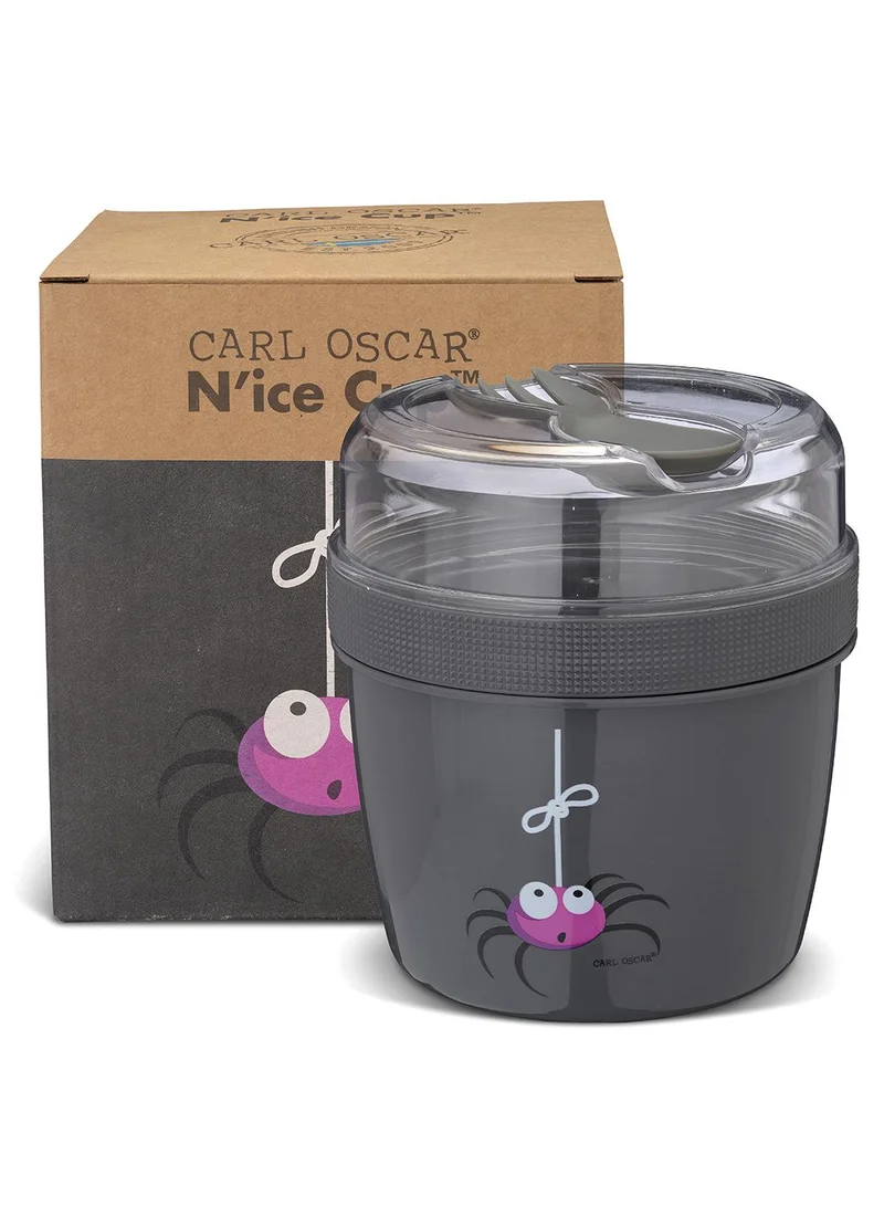 Carl Oscar Carl Oscar Sweden N'Ice Cup Lunch Box™ 0.5L With Cooling Pack + Upper Snack Compartment 0.3L - Grey