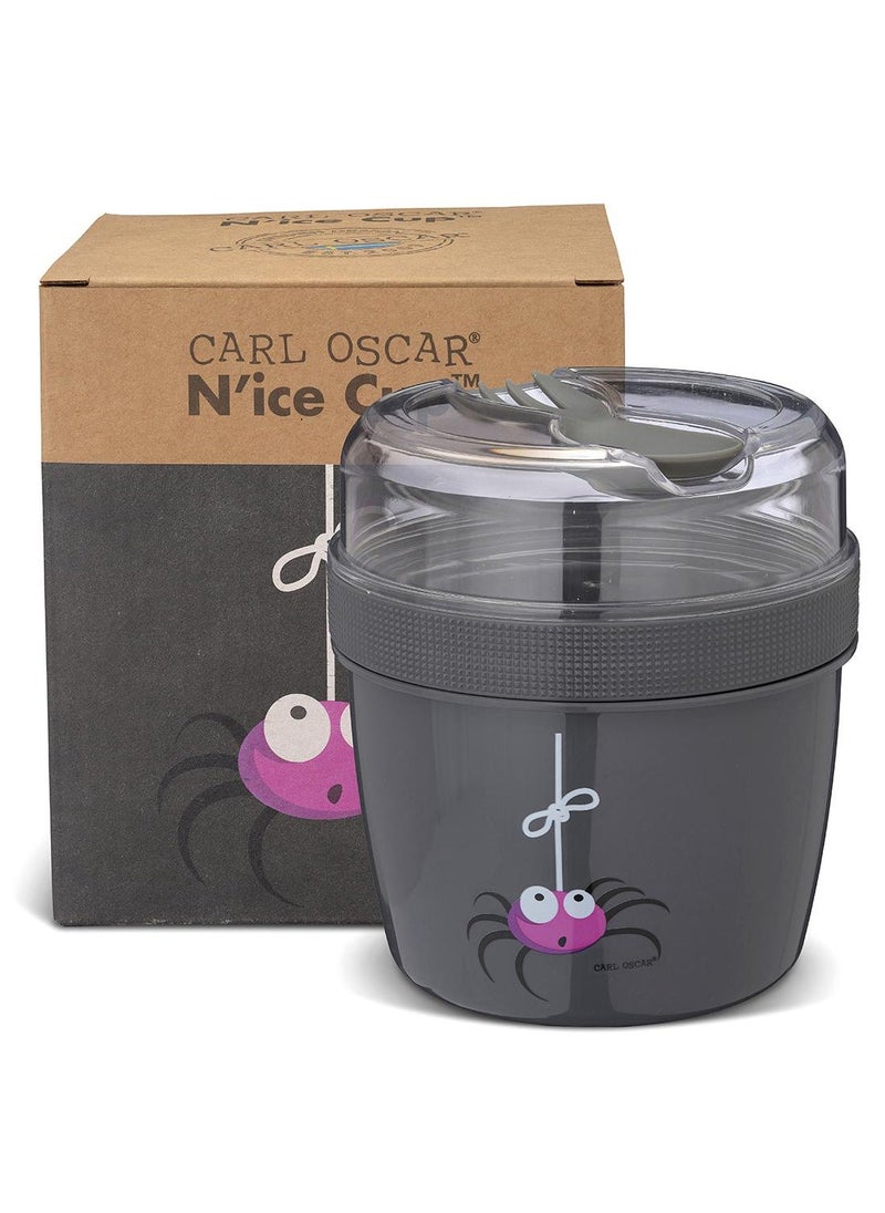 Carl Oscar Sweden N'Ice Cup Lunch Box™ 0.5L With Cooling Pack + Upper Snack Compartment 0.3L - Grey - Image 4