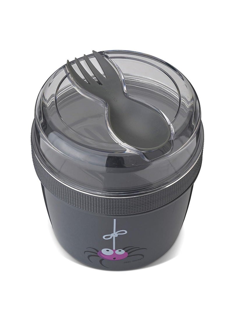 Carl Oscar Sweden N'Ice Cup Lunch Box™ 0.5L With Cooling Pack + Upper Snack Compartment 0.3L - Grey - Image 2