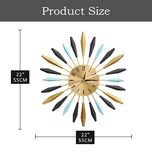JUGV 22 Inch Large Metal Wall Clock - Modern Design, Easy to Read for Bedroom, Dining, Living Room, Kitchen, Office Decor - Image 3