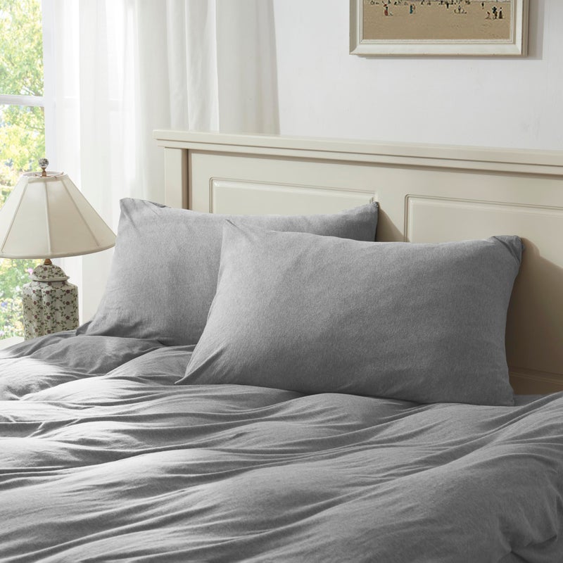 Household 100 Jersey Cotton Queen Size Pillowcase 20x30Light Weight Comfortable Super Soft Pillow Case with Envelope Closure Extremely Durable Set of 2 Grey Queen Size Pillowcase 20 x 30