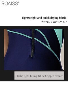 roaiss Women'S One Piece Conservative Swimsuit Fashionable Tight Fitting High Elastic Swimwear Knee Length Zipper Closure Racing Swimsuit  - Image 4