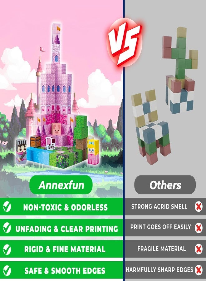 Annexfun Magnetic Building Blocks-100PCS Magnetic Blocks, Building Castle Princess Castle Garden STEM Cubes Construction Toys Toddler Toys, for Kids Ages 3+, Birthday Valentine's Day Gifts for Girls - Image 4