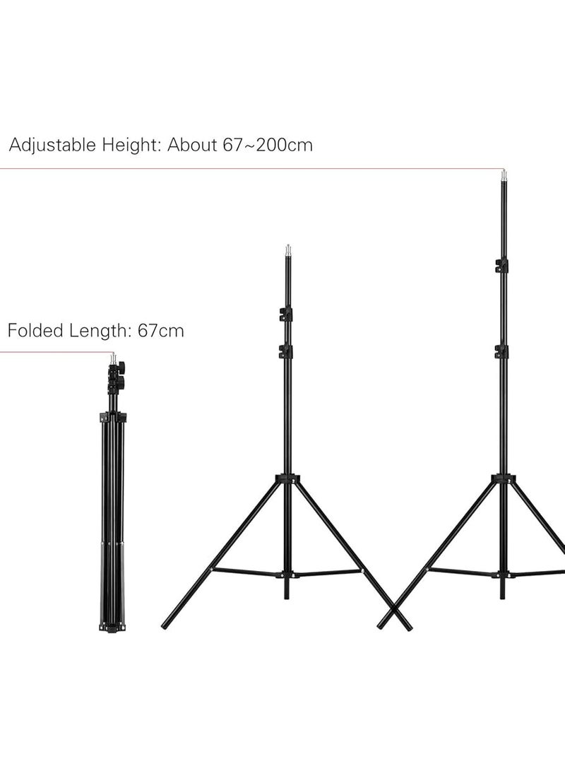 2m Metal Tripod Stand for Ring Light, Selfies, and Photography - Black - Image 2