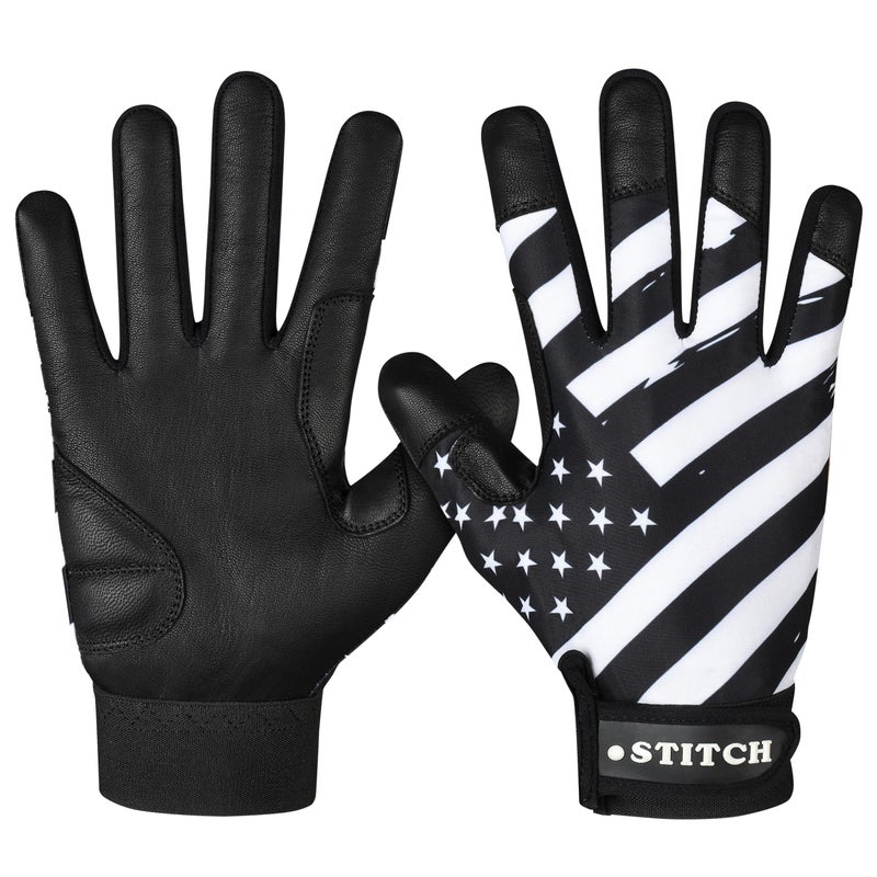 Dot Stitch Batting Gloves (Black Waving Flag, Youth Medium) - Image 1