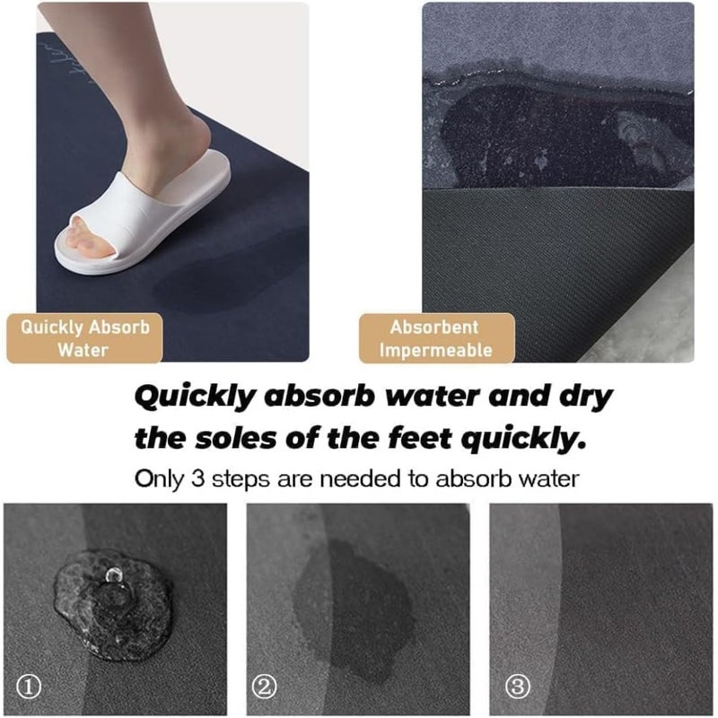 40x60cm Diatom Mud Bath Mat Super Soft Absorbent Bath Mat Entrance Door Carpet Non-Slip Quick-Drying Mats Bathroom Mats Kitchen Mats E - Image 4