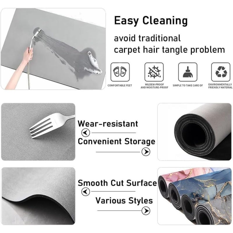40x60cm Diatom Mud Bath Mat Super Soft Absorbent Bath Mat Entrance Door Carpet Non-Slip Quick-Drying Mats Bathroom Mats Kitchen Mats E - Image 3