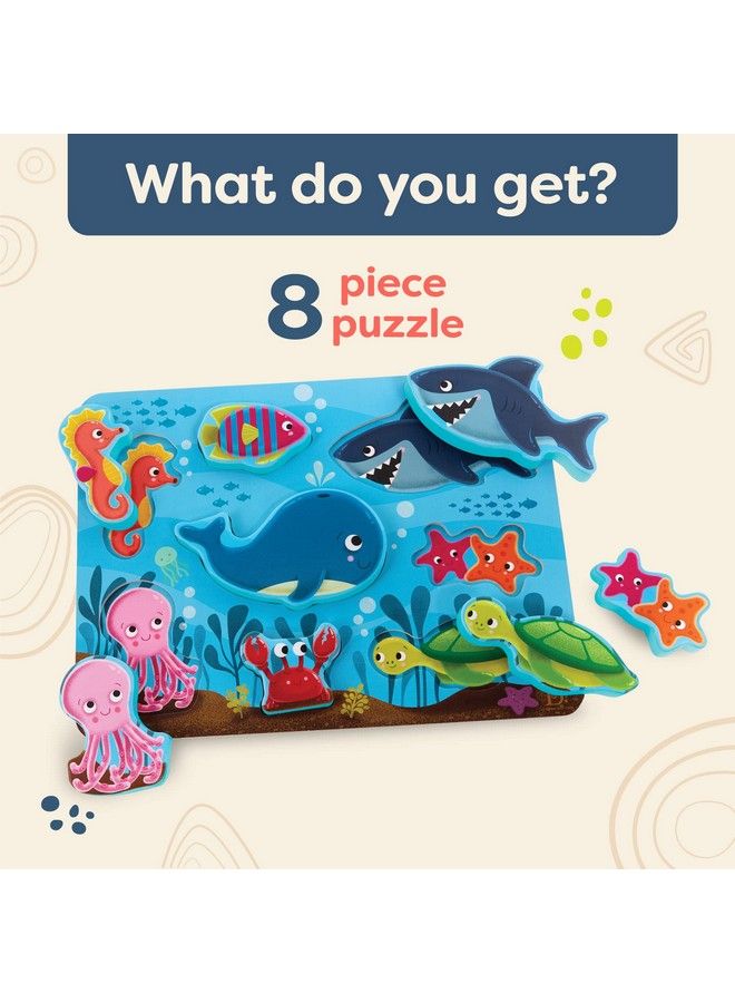 B. Toys Wooden Puzzle Chunky Puzzle For Toddlers Kids Underwater Puzzle Ocean Animals 2 Years + Peek & Explore Under The Sea - Image 5